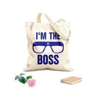 AILOONG Reusable Shopping Tote Bag 340g/m² thick fabric work job boss words im the boss office Customizable slogan