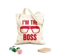 AILOONG Reusable Shopping Tote Bag 340g/m² thick fabric work job boss words im the boss office Customizable slogan