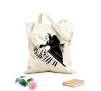 AILOONG Reusable Shopping Tote Bag african musician love play piano jazz blues 12 oz thick fabric Customizable slogan 35x40cm Large