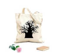 AILOONG Reusable Shopping Tote Bag Baobab Tree Africa Natural 12 oz thick fabric Customizable slogan 25x30cm Small