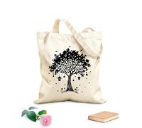 AILOONG Reusable Shopping Tote Bag Beautiful Magic Tree Fairy Tale Birds Natural 12 oz thick fabric Customizable slogan 31x36cm Medium