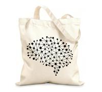 AILOONG Reusable Shopping Tote Bag brain connections office study inspired 12 oz thick fabric Customizable slogan 35x40cm Large
