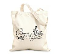 AILOONG Reusable Shopping Tote Bag Buon Appetito Bon appetit Kitchen Restaurant m 12 oz thick fabric Customizable slogan 35x40cm Large