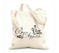 AILOONG Reusable Shopping Tote Bag Buon Appetito Bon appetit Kitchen Restaurant m 12 oz thick fabric Customizable slogan 25x30cm Small