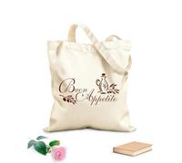 AILOONG Reusable Shopping Tote Bag Buon Appetito Bon appetit Kitchen Restaurant m 340g/m² thick fabric Customizable slogan