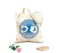 AILOONG Reusable Shopping Tote Bag Celtic Circle Tree Branch Roots Sun Moon 340g/m² thick fabric Customizable slogan