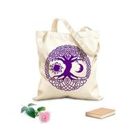 AILOONG Reusable Shopping Tote Bag Celtic Circle Tree Branch Roots Sun Moon 340g/m² thick fabric Customizable slogan