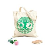 AILOONG Reusable Shopping Tote Bag Celtic Circle Tree Branch Roots Sun Moon 340g/m² thick fabric Customizable slogan