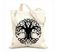 AILOONG Reusable Shopping Tote Bag Celtic Tree Of Life With Roots Ornament Circular 12 oz thick fabric Customizable slogan 35x40cm Large