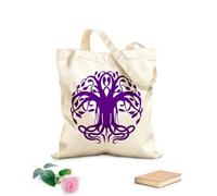 AILOONG Reusable Shopping Tote Bag Celtic Tree Of Life With Roots Ornament Circular 340g/m² thick fabric Customizable slogan