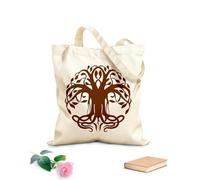 AILOONG Reusable Shopping Tote Bag Celtic Tree Of Life With Roots Ornament Circular 340g/m² thick fabric Customizable slogan