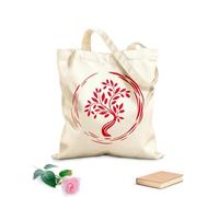 AILOONG Reusable Shopping Tote Bag Enso Circle Asian Tree Buddhism Tree Of Life 340g/m² thick fabric Customizable slogan