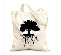 AILOONG Reusable Shopping Tote Bag Family Tree Roots Ecology Natural 12 oz thick fabric Customizable slogan 31x36cm Medium