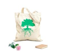 AILOONG Reusable Shopping Tote Bag Family Tree Roots Ecology Natural 340g/m² thick fabric Customizable slogan