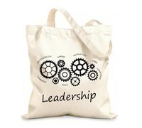 AILOONG Reusable Shopping Tote Bag gears mechanisms leadership teamwork office spacel 12 oz thick fabric Customizable slogan 25x30cm Small