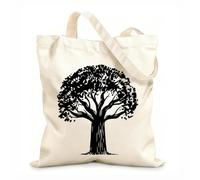 AILOONG Reusable Shopping Tote Bag Growing Big Tree Branch Oak Natural Symbol 12 oz thick fabric Customizable slogan 25x30cm Small