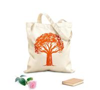AILOONG Reusable Shopping Tote Bag Growing Big Tree Branch Oak Natural Symbol 340g/m² thick fabric Customizable slogan