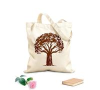 AILOONG Reusable Shopping Tote Bag Growing Big Tree Branch Oak Natural Symbol 340g/m² thick fabric Customizable slogan
