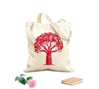 AILOONG Reusable Shopping Tote Bag Growing Big Tree Branch Oak Natural Symbol 340g/m² thick fabric Customizable slogan