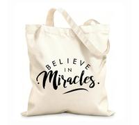 AILOONG Reusable Shopping Tote Bag Inspirational Quote Believe Miracles Home Ideas 12 oz thick fabric Customizable slogan 35x40cm Large