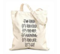 AILOONG Reusable Shopping Tote Bag Inspiring Letters Motivation Phrase Words Let's Go 12 oz thick fabric Customizable slogan 35x40cm Large