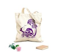 AILOONG Reusable Shopping Tote Bag Island Palm Beach Style Sunset Holidays Tree 340g/m² thick fabric Customizable slogan
