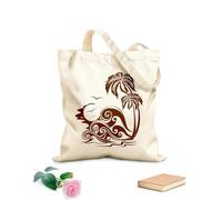 AILOONG Reusable Shopping Tote Bag Island Palm Beach Style Sunset Holidays Tree 340g/m² thick fabric Customizable slogan
