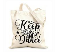 AILOONG Reusable Shopping Tote Bag Keep Calm And Dance Phrase Dancing Shcool 12 oz thick fabric Customizable slogan 31x36cm Medium