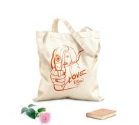 AILOONG Reusable Shopping Tote Bag Killer Girl With Gun Phrase Love Kill Cigarette 340g/m² thick fabric Customizable slogan