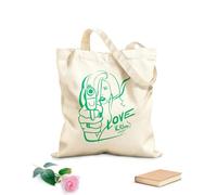 AILOONG Reusable Shopping Tote Bag Killer Girl With Gun Phrase Love Kill Cigarette 340g/m² thick fabric Customizable slogan