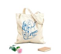 AILOONG Reusable Shopping Tote Bag Killer Girl With Gun Phrase Love Kill Cigarette 340g/m² thick fabric Customizable slogan