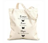AILOONG Reusable Shopping Tote Bag Learn Live Hope Motivation Phrase Words 12 oz thick fabric Customizable slogan 31x36cm Medium