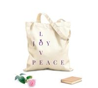 AILOONG Reusable Shopping Tote Bag Lettering Love Peace Joy Hippy 340g/m² thick fabric Customizable slogan