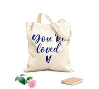 AILOONG Reusable Shopping Tote Bag Lettering You're Loved Amour Romantic Phrase 340g/m² thick fabric Customizable slogan