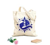 AILOONG Reusable Shopping Tote Bag Lighthouse Compass Stars Wave Night 340g/m² thick fabric Customizable slogan