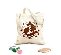 AILOONG Reusable Shopping Tote Bag Lighthouse Compass Stars Wave Night 340g/m² thick fabric Customizable slogan