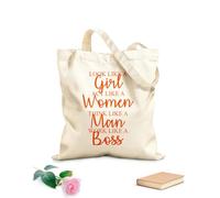 AILOONG Reusable Shopping Tote Bag Look Like a Girl, act Like a Lady, Think Like a Man, Work Like a boss 340g/m² thick fabric Customizable slogan