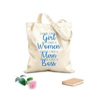 AILOONG Reusable Shopping Tote Bag Look Like a Girl, act Like a Lady, Think Like a Man, Work Like a boss 340g/m² thick fabric Customizable slogan