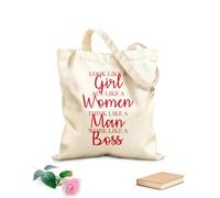 AILOONG Reusable Shopping Tote Bag Look Like a Girl, act Like a Lady, Think Like a Man, Work Like a boss 340g/m² thick fabric Customizable slogan
