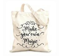 AILOONG Reusable Shopping Tote Bag Make Your Own Magic Inspiring Phrase Words 12 oz thick fabric Customizable slogan 31x36cm Medium
