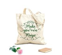 AILOONG Reusable Shopping Tote Bag Make Your Own Magic Inspiring Phrase Words 340g/m² thick fabric Customizable slogan