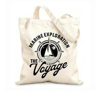 AILOONG Reusable Shopping Tote Bag Marine Exploration The Voyage Sea Ship 12 oz thick fabric Customizable slogan 35x40cm Large