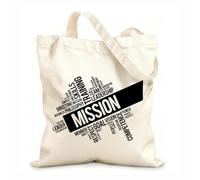 AILOONG Reusable Shopping Tote Bag Mission Company Team Leadership Office Words 12 oz thick fabric Customizable slogan 35x40cm Large