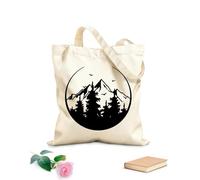 AILOONG Reusable Shopping Tote Bag Mountains Forest Natural Stencil Home 12 oz thick fabric Customizable slogan 35x40cm Large
