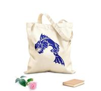 AILOONG Reusable Shopping Tote Bag Mutant Fish Ocean Monster Piranha 340g/m² thick fabric Customizable slogan