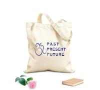 AILOONG Reusable Shopping Tote Bag Om Elephant Buddha indian Past Present Future 340g/m² thick fabric Customizable slogan