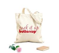 AILOONG Reusable Shopping Tote Bag Phrase Suck it Up Battercup 340g/m² thick fabric Customizable slogan