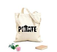 AILOONG Reusable Shopping Tote Bag Pirate Kids Sea Wheel Skeleton Marine 12 oz thick fabric Customizable slogan 35x40cm Large