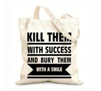 AILOONG Reusable Shopping Tote Bag positive quotes success motivational words 12 oz thick fabric Customizable slogan 31x36cm Medium