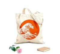 AILOONG Reusable Shopping Tote Bag Sea Waves Ocean Marine Style Bathroom 340g/m² thick fabric Customizable slogan